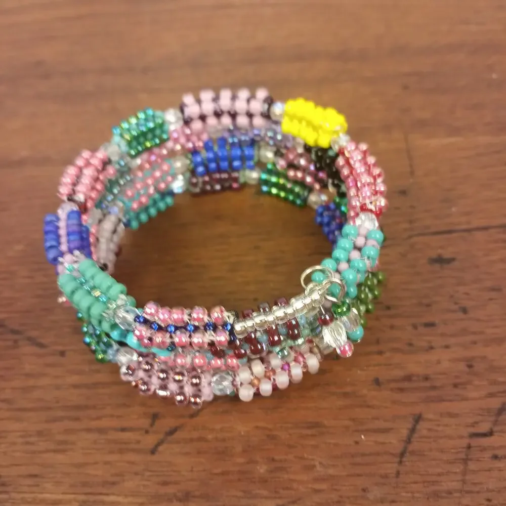 HANDMADE Colorful Beaded Beads Cuff Bracelet. OS